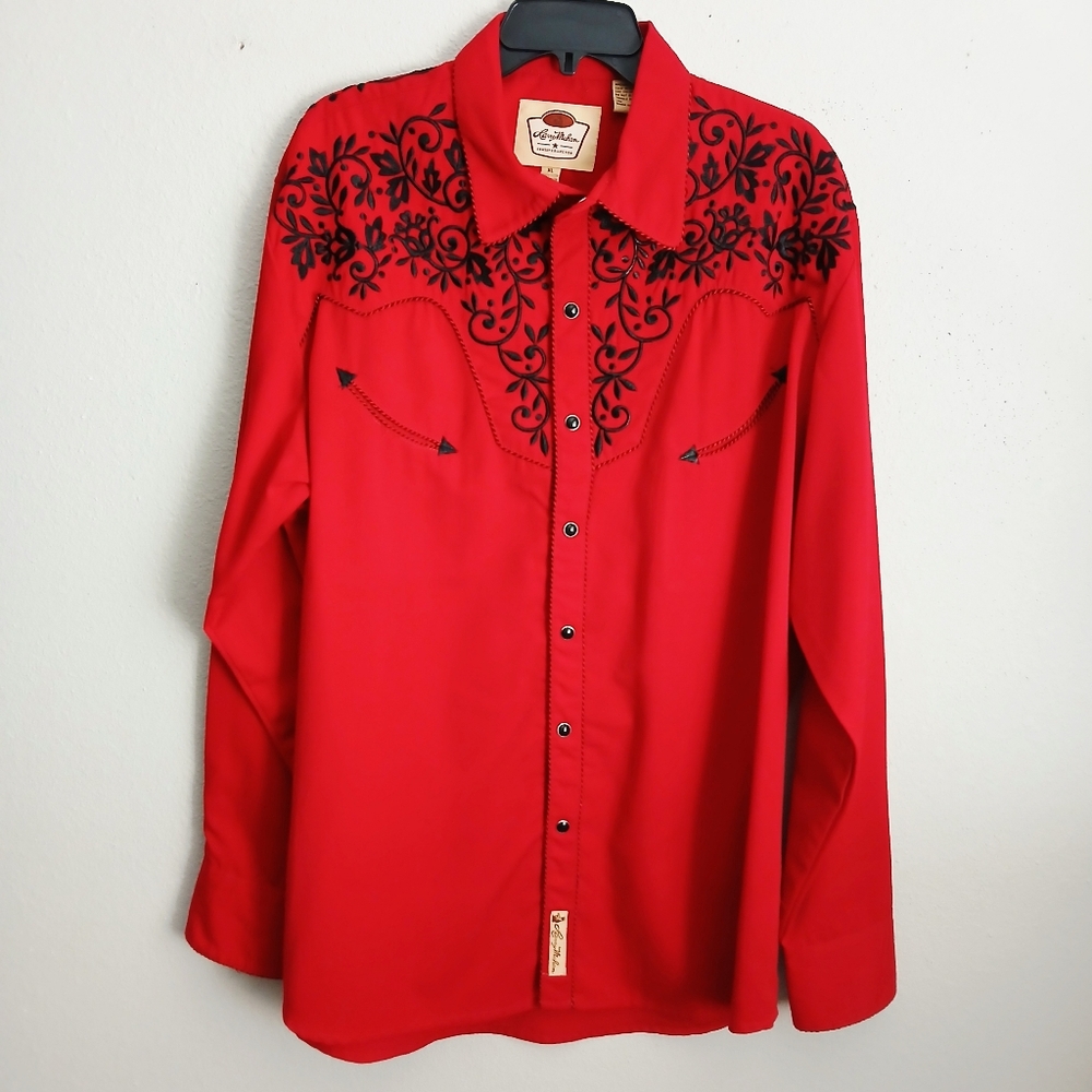 Larry Mahan Western Embroidery Shirt Peal Snap Size XL
